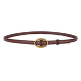 The "Metropolitan" Thin Belt: Soft Genuine Leather Waistband – Available in Gold & Silver Buckles