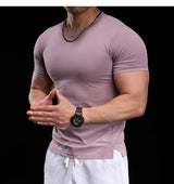 Herren hochelastisches Fitness-Trainings-T-Shirt | Atmungsaktives, eng anliegendes Sport-Laufshirt