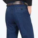 Men's High-Quality Cotton Stretch Jeans | Spring & Autumn Dark Blue Denim