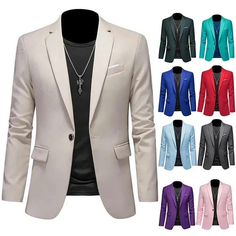 High-End Herren Business Blazer – Boutique unifarbener Hochzeits-Bräutigam-Sakko