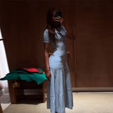 Elegantes Strick-Midikleid für Damen – Kurzarm, geknöpft, gerippt, figurbetont, A-Linie, Business-Kleidung