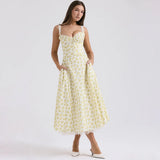 Women's Elegant Floral Print Corset Dress