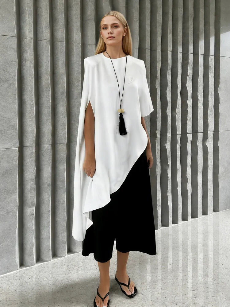 Modisches Satin-Tanktop für Damen mit elegantem Fall und kurzen Flügelärmeln