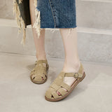 Women’s Genuine Leather Retro Pig Cage Sandals