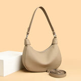 The Lichi-Crescent Silhouette Two-Strap Soft PU Leather Shoulder Bag