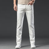 Men’s Classic White Straight Jeans | Fashion Casual Soft Stretch Denim