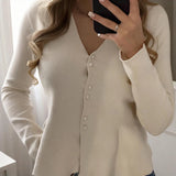 Der „Lotusblatt“-Rüschen-Cardigan | Elegante Langarm-V-Ausschnitt-Bluse