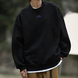 Men's Suede Pullover Sweatshirt – Retro Baggy Round Neck Top