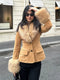 Woman's Suede Suit Coat: Single-Breasted, Long Sleeves with Removable Fur Lapels