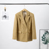 Women's Golden Sequin Blazer - Elegant V-Neck Double Breasted Evening Jacket, Slim Fit Formal Party Outerwear