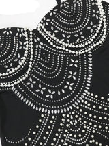 Luxuriöses braunes Abendkleid mit Strasssteinen und Perlen – Funkelndes Kristall-Promi-Partykleid