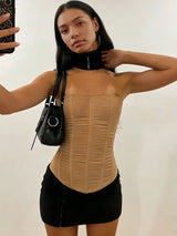 Sexy Mesh Backless Summer Vest – Women’s Elegant Luxury Patchwork Tank Top