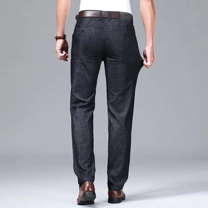 Men's Modal Fabric Thin Straight Jeans | Spring & Summer Classic Business Denim