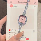 Damenmode Quadratische Kettchenuhr – Minimalistische kleine Quarzuhr