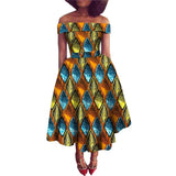 Afrikanisches Ankara-Print Carmen-Kleid | Traditionelle trägerlose afrikanische Kleidung