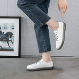 Women’s Genuine Leather Loafers – Soft Sole Lace-Up Flats