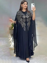 Damen Dubai Luxus Chiffon Boubou – Muslimisches Modekleid – Kaftan Marokkanisches Hochzeits-Partykleid