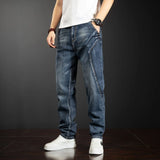 Mens Streetwear Baggy Cargo Jeans | Multi-Pocket Straight Denim Trousers