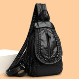 Hochwertiger kleiner Rucksack aus weichem Leder | Damen-Umhängetasche mit mehreren Fächern