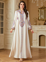 Luxuriöses muslimisches Stickerei-Kleid für Frauen | Elegante Party-Abaya und marokkanischer Kaftan