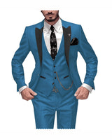 Herren 3-teiliger Slim Fit Anzug – Gentleman Hochzeits-Smoking, Reverskragen Bräutigam Terno Set