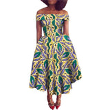 Afrikanisches Ankara-Print Carmen-Kleid | Traditionelle trägerlose afrikanische Kleidung
