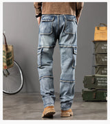 Men's Outdoor Wide Leg Workwear Jeans | Multi-Pocket Straight Fit Denim