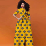 African Ankara Maxi Dress for Women | Half Sleeve High Waist Traditional Print Dress