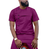 Afrikanisches Dashiki-Hemd mit kurzen Ärmeln und Hose Herren-Anzug 2-teiliges Ankara-Set