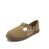 Damen Sandalen aus echtem gefrostetem Leder im Römerstil – Retro-Baotou-Flats mit Hohlmuster