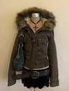 Women’s Retro Faux Fur Denim Parka – Hooded American Vintage Jean Jacket