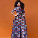 African Ankara Maxi Dress for Women | Half Sleeve High Waist Traditional Print Dress