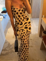 Women’s Animal Print Ruched Drawstring Slip Dress