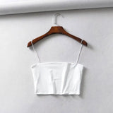 Damen Sexy Baumwoll Crop Top Elastisches Slim Fit Trägertop Ärmelloses Sommertop