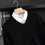 Herren Pullover aus 100 % reinem Kaschmir – Herbst Winter verdickter V-Ausschnitt Pullover
