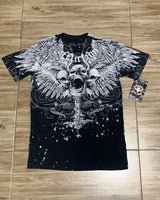 Herren Y2K Gothic Affliction T-Shirt – Baumwoll-T-Shirt mit dunklem Flügelprint