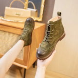 Women’s Genuine Leather Ankle Boots – Retro British Style Suede Booties