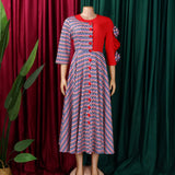 Women’s Elegant 3D Flower A-Line Dress – Fall Fashion African Plaid Evening Gown