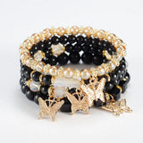 4x Böhmisches Armband-Set für Damen – Exquisites Kristall-Schmetterlingsarmband
