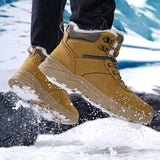 Herren Handgemachte Winterstiefel - Wasserdichte Thermoschneestiefel mit rutschfester Gummisohle und warmem Plüschfutter