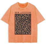 Damen Oversized Washed Cotton Top mit auffälligem Leopardenprint