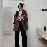 Damen Vintage Blazer mit lockerer Passform – Herbstlicher schicker zweireihiger Anzugblazer