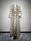 Muslim Women’s 2-Piece Abaya Set | Embroidered Open Cardigan with Inner Dress
