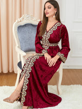 Luxury Velvet Dubai Abaya for Women | Elegant Kimono Robe and Muslim Hijab Dress