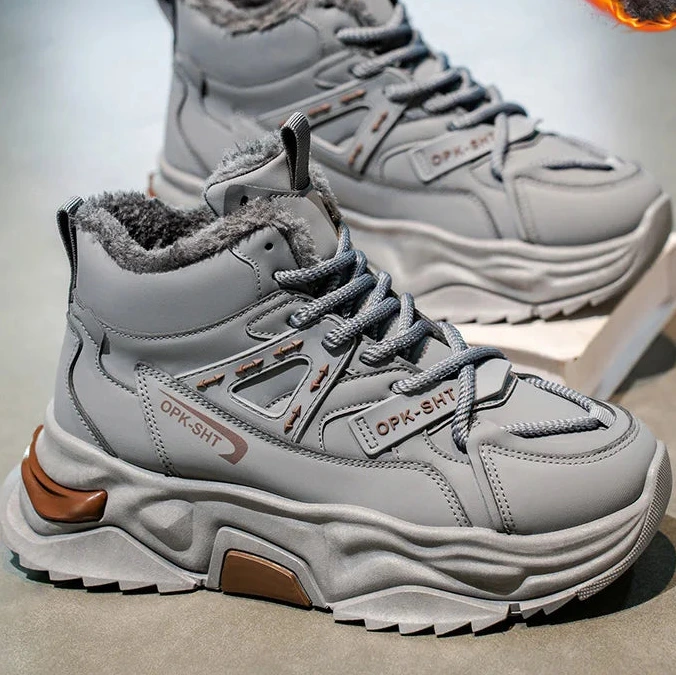 Men's Winter Sneaker Boots: Waterproof Warm Plush Lined Snow Boots, Non-Slip Athletic Winter Shoes
