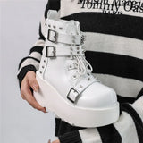 Women’s Waterproof Wedge Gothic Vampire Platform Mid-Calf Boots