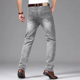 Herren Graublaue Ausgefranste Dünne Jeans | Klassischer Stil Business Fashion Denim