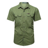 Men’s Summer Short Sleeve Multi-Pocket Tooling Cargo Shirt