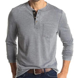 European And American Men's Long Sleeve Round Neck T-Shirt Amazon Men's Base Layer Top Foreign Trade Men's T-Shirt Henry Collar
