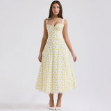 Women's Elegant Floral Print Corset Dress